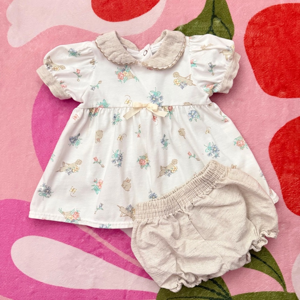 Vintage Baby Easter Dress with linen bloomers